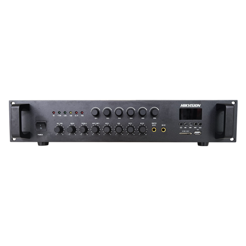 Amplificator audio Hikvision DS-QAE0A240G1-VB6 240 W, 6 zone, 100V, Bluetooth, USB, SD, rack 19