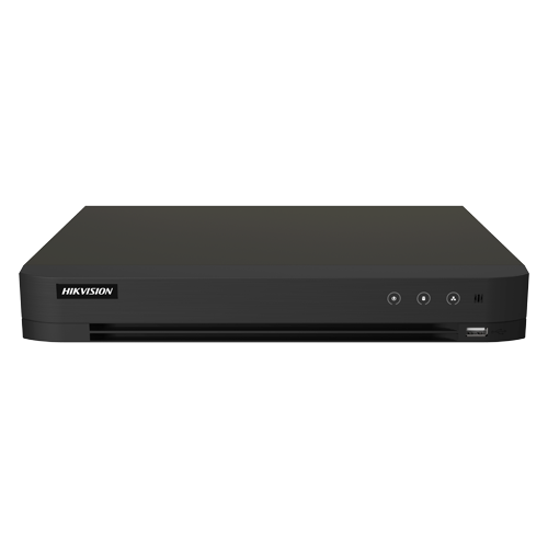 DVR hibrid 16 canale Hikvision AcuSense iDS-7216HQHI-M1-XT, 5MP + 8 IP, 1 HDD 12 TB, HDMI 4K, rack
