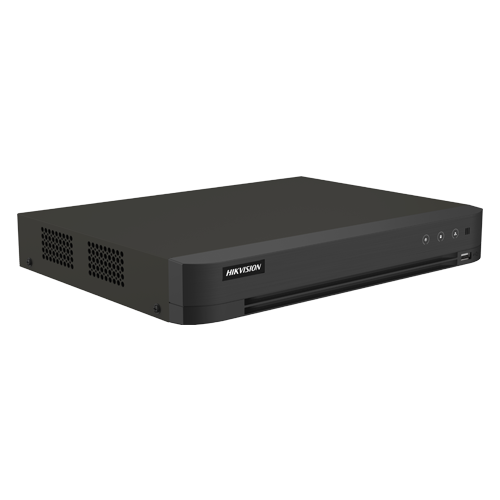 DVR hibrid 16 canale Hikvision AcuSense iDS-7216HQHI-M1-XT, 5MP + 8 IP, 1 HDD 12 TB, HDMI 4K, rack