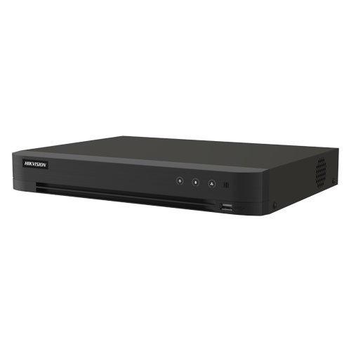 DVR hibrid 16 canale Hikvision AcuSense iDS-7216HQHI-M1-XT, 5MP + 8 IP, 1 HDD 12 TB, HDMI 4K, rack
