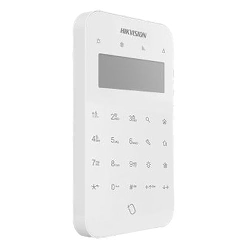Tastatura LCD cablata Hikvision DS-PK501LTM-HWE cu receptor wireless, AX Hybrid PRO, tag, 2 zone