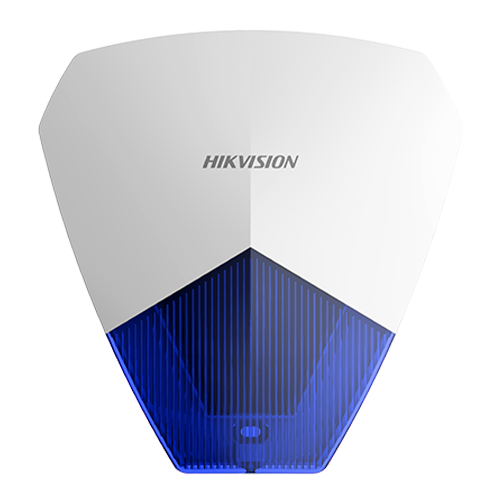 Sirena cablata de exterior Hikvision DS-PS1-B cu flash LED albastru, 105 dB, 12V DC, IP54, PC+ABS