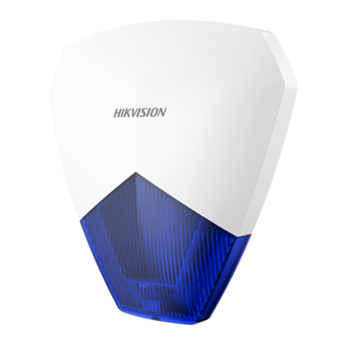 Sirena cablata de exterior Hikvision DS-PS1-B cu flash LED albastru, 105 dB, 12V DC, IP54, PC+ABS
