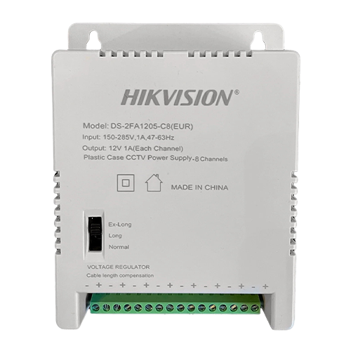 Sursa de alimentare Hikvision DS-2FA1205-C8 cu 8 iesiri 12V DC, 1A pe canal, 60W, pentru camere