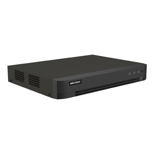 DVR hibrid 8 canale Hikvision AcuSense iDS-7208HUHI-M1-XT, 5MP + 8 IP, alarma, 1 HDD 12 TB, HDMI 4K