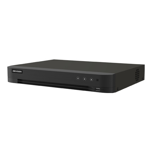 DVR hibrid 8 canale Hikvision AcuSense iDS-7208HUHI-M1-XT, 5MP + 8 IP, alarma, 1 HDD 12 TB, HDMI 4K
