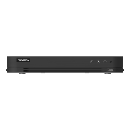 DVR hibrid 8 canale Hikvision AcuSense iDS-7208HUHI-M1-XT, 5MP + 8 IP, alarma, 1 HDD 12 TB, HDMI 4K