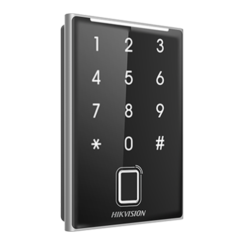 Cititor control acces Hikvision DS-K1109DKFB, card Mifare, amprenta si tastatura, Wiegand si RS-485