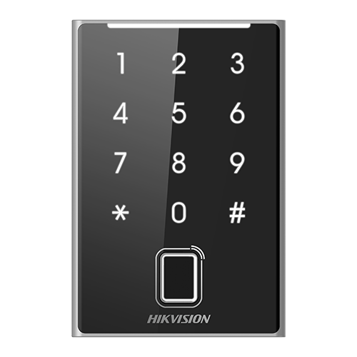 Cititor control acces Hikvision DS-K1109DKFB, card Mifare, amprenta si tastatura, Wiegand si RS-485