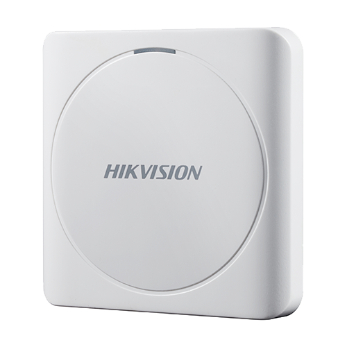 Cititor de proximitate Hikvision DS-K1801E pentru cartele EM 125 kHz, Wiegand 26/34, IP65, patrat