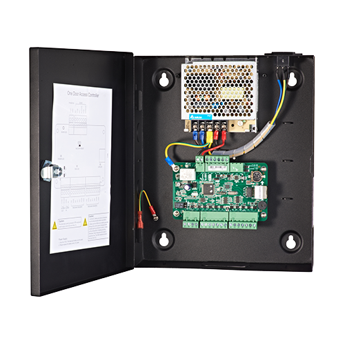 Centrala control acces Hikvision DS-K2801, o usa bidirectionala, 2 cititoare Wiegand, cutie si sursa