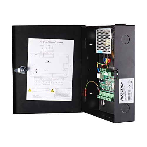 Centrala control acces Hikvision DS-K2801, o usa bidirectionala, 2 cititoare Wiegand, cutie si sursa