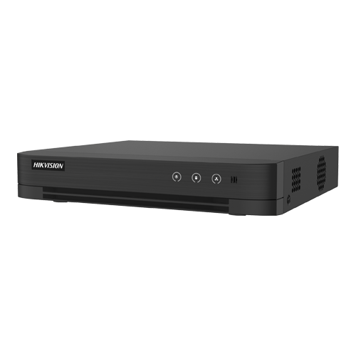 DVR hibrid 8 canale Hikvision AcuSense iDS-7208HUHI-M1/T, 5MP si 4 canale IP, audio pe coaxial