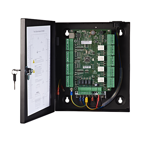Centrala control acces Hikvision DS-K2804 pentru 4 usi, 4 cititoare Wiegand, TCP/IP, cutie si sursa