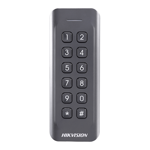 Cititor proximitate cu tastatura Hikvision DS-K1802MK, cartele Mifare 13.56 MHz, Wiegand, IP65