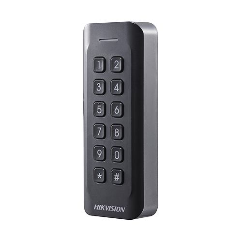 Cititor proximitate cu tastatura Hikvision DS-K1802MK, cartele Mifare 13.56 MHz, Wiegand, IP65