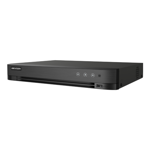 DVR hibrid 4 canale Hikvision AcuSense iDS-7204HUHI-M1-XT, 5MP + 4 IP, alarma, 1 HDD 10 TB, rack