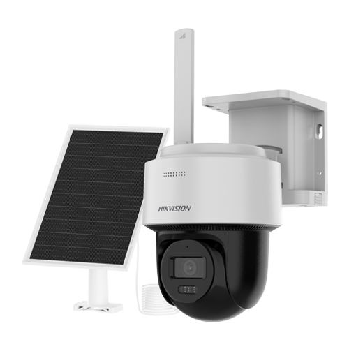 Camera 4G PT 4MP Hikvision DS-2CFSP4-4G cu panou solar, baterie 9000 mAh, IR 30 m, audio, IP66
