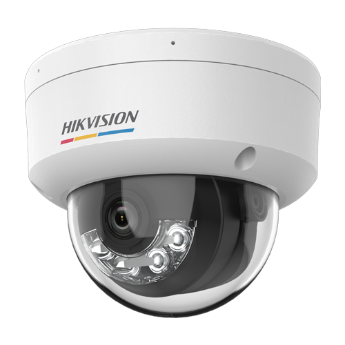 Camera IP dome 2MP Hikvision DS-2CD1127G2H-LIU, lentila 2.8 mm, IR si lumina alba 30 m, microfon