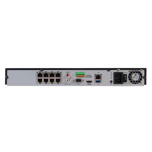 NVR 8 canale Hikvision AcuSense DS-7608NXI-I2-8P-S, pana la 12MP, 8 porturi PoE, alarma, 2 HDD 10 TB