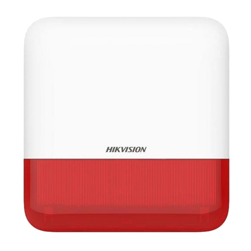 Sirena wireless de exterior Hikvision AX PRO DS-PS1-E-WE-R, flash LED rosu, 110 dB, baterii incluse