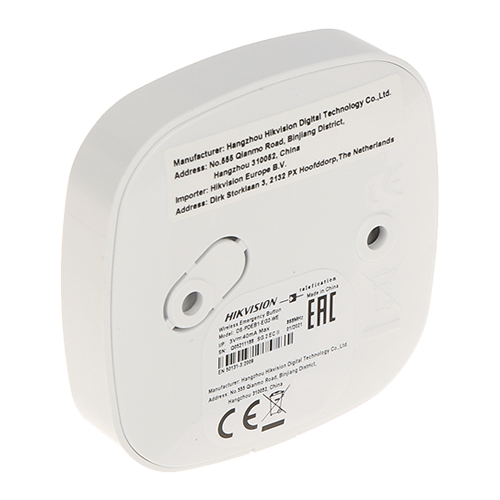 Buton de urgenta wireless Hikvision AX PRO DS-PDEB1-EG2-WE, montaj aplicat, 868 MHz, raza 1.2 km