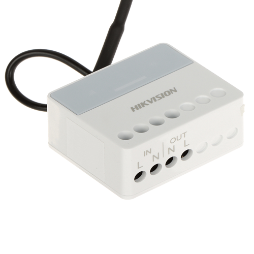 Modul releu wireless Hikvision AX PRO DS-PM1-O1H-WE pentru comanda 230V, 13A, montaj in doza