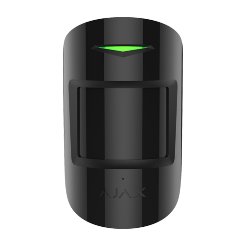 Detector combinat wireless Ajax CombiProtect negru, miscare PIR 12 m si geam spart 9 m, Grad 2