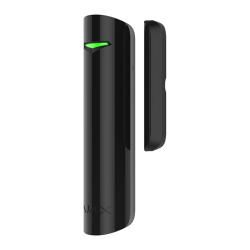Contact magnetic wireless Ajax DoorProtect Plus negru, senzor de soc si inclinare, Grad 2, 868 MHz