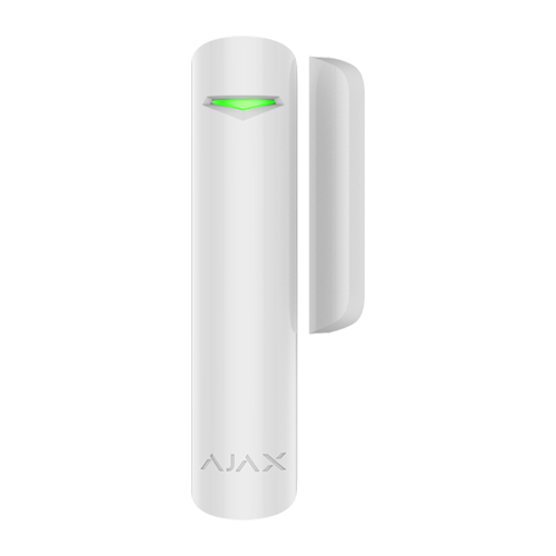 Contact magnetic wireless Ajax DoorProtect Plus alb, cu senzor de soc si inclinare, Grad 2, 868 MHz