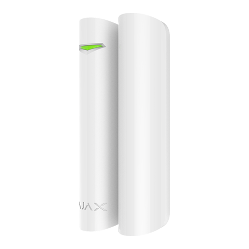 Contact magnetic wireless Ajax DoorProtect Plus alb, cu senzor de soc si inclinare, Grad 2, 868 MHz
