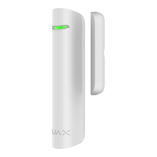 Contact magnetic wireless Ajax DoorProtect Plus alb, cu senzor de soc si inclinare, Grad 2, 868 MHz