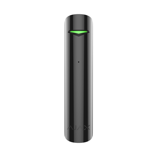 Detector de geam spart wireless Ajax GlassProtect negru, raza 9 m, intrare contact cablat, Grad 2