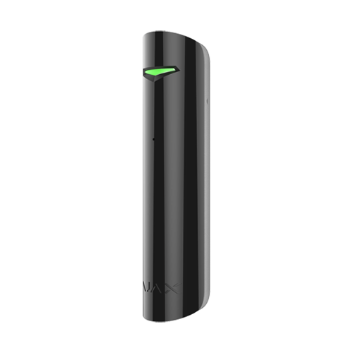 Detector de geam spart wireless Ajax GlassProtect negru, raza 9 m, intrare contact cablat, Grad 2