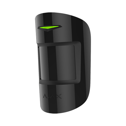 Detector de miscare wireless Ajax MotionProtect Plus negru, PIR + microunde 24 GHz, 12 m, Grad 2