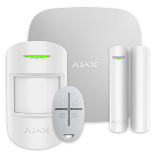 Kit alarma wireless Ajax StarterKit alb, centrala Hub, MotionProtect, DoorProtect si telecomanda