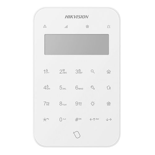 Tastatura wireless LCD Hikvision AX PRO DS-PK1-LT-WE, butoane tactile, tamper, baterii incluse