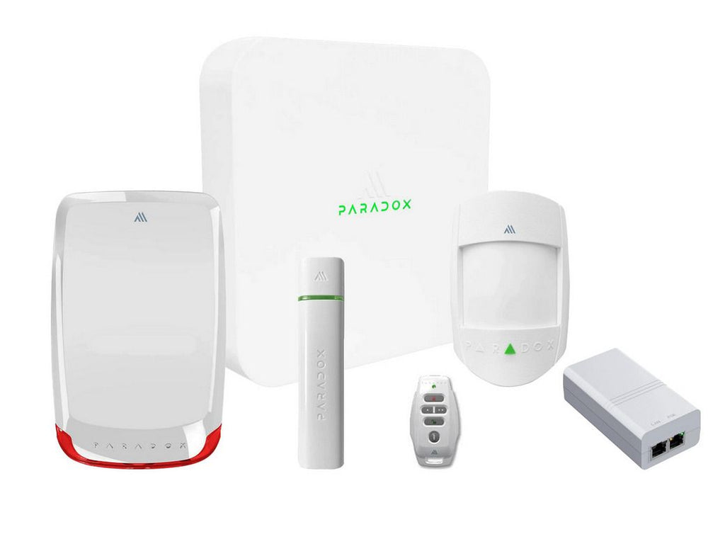 Kit alarma wireless Paradox M2 de exterior: centrala M25, sirena SR230M, senzor PMD3M, telecomanda