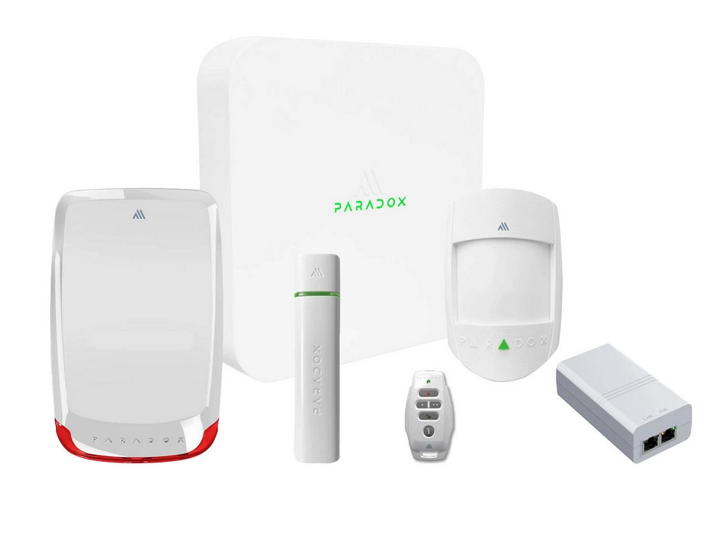 Kit alarma wireless Paradox M2 de exterior: centrala M25, sirena SR230M, senzor PMD3M, telecomanda