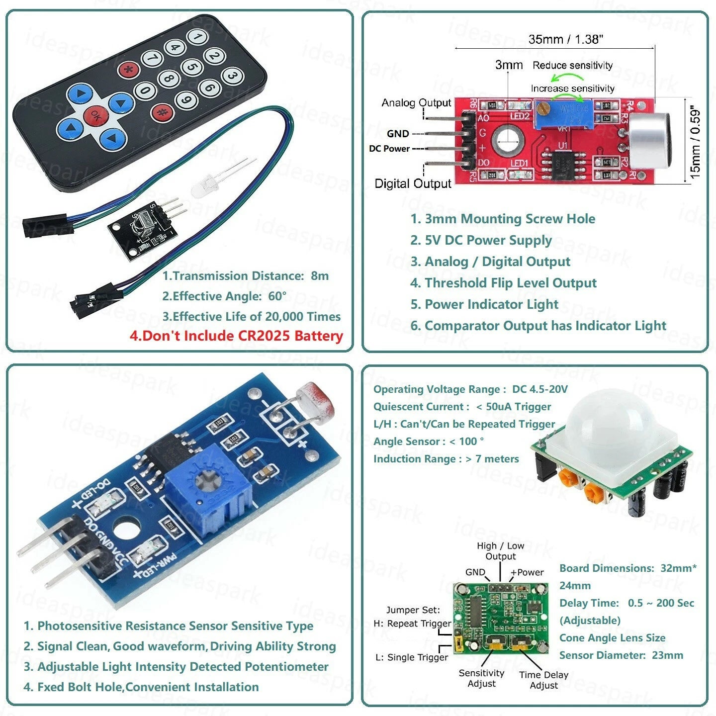 Kit ESP8266 cu Inel LED RGB WS2812B 24 Biți, Senzor Sunet și Telecomandă IR