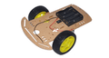 Șasiu robot 2WD asamblat, vedere frontală, platformă ABS transparent cu motoare DC