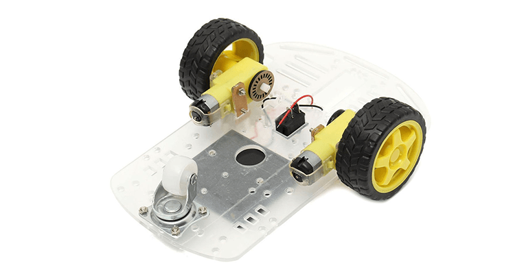 Șasiu robot 2WD vedere de sus cu suportul pentru baterii AA