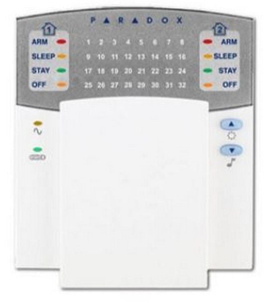 Centrala alarma Paradox Spectra SP6000 cu tastatura LED K32+, cutie si traf, 8 zone, 2 partitii