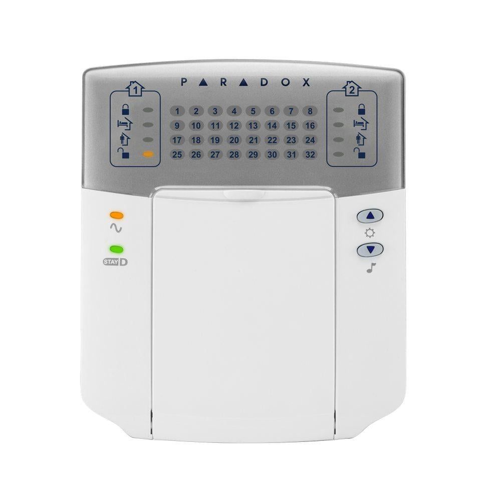 Tastatura alarma LED Paradox K32+ cu 32 de zone si 2 partitii, cablata, pentru Spectra si Magellan